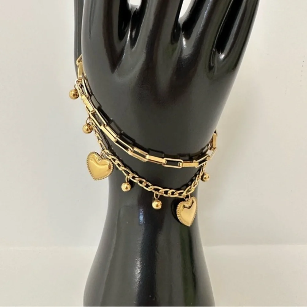 Gold‎ Heart Charm Bracelet